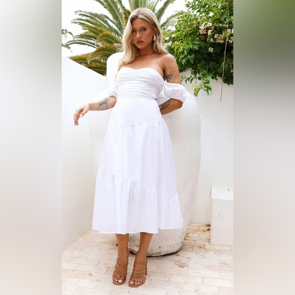 HELLO MOLLY Seaside Picnic Midi Dress White Size Large NEW - Picture 4 of 10